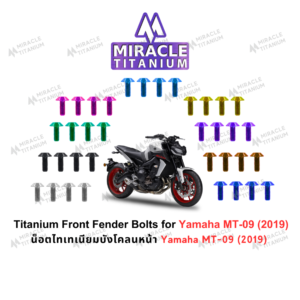 Yamaha MT-09 (2019) Titanium Front Fender Bolts บังโคลนหน้า ไทเทเนียม