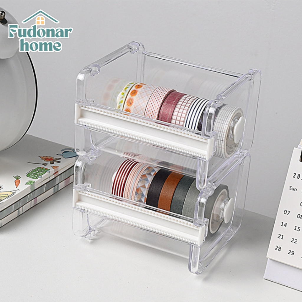 Fudonar ที่ตัดเทปแบบกล่อง masking tape วางซ้อนได้ ตัดเทปไซซ์เล็ก ใช้งานง่าย มีแกนหมุน
