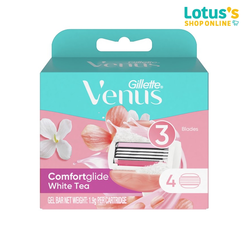 ยิลเลตต์ วีนัส ใบมีดโกน รุ่นคอมฟอร์ทไกลด์ ไวท์ ที (แพ็ค 4 ชิ้น) GILLETTE VENUS COMFORT GLIDE WHITE TEA (PACK 4 PCS.)