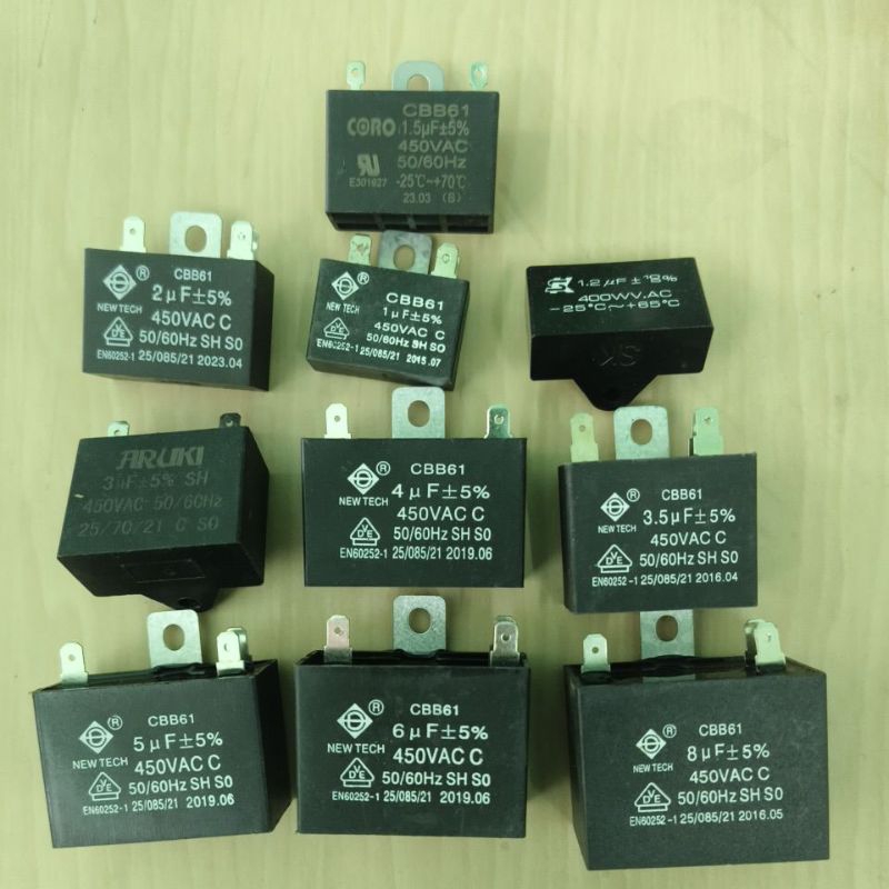 แค๊ป คาปา คาปาพัดลม 1.0,1.2,1.5,2.0,2.5,3.0,3.5,4.0,4.5,5.0,6.0UF. หลายขนาด แค็ปพัดลม แบบ มีขาเสียบ