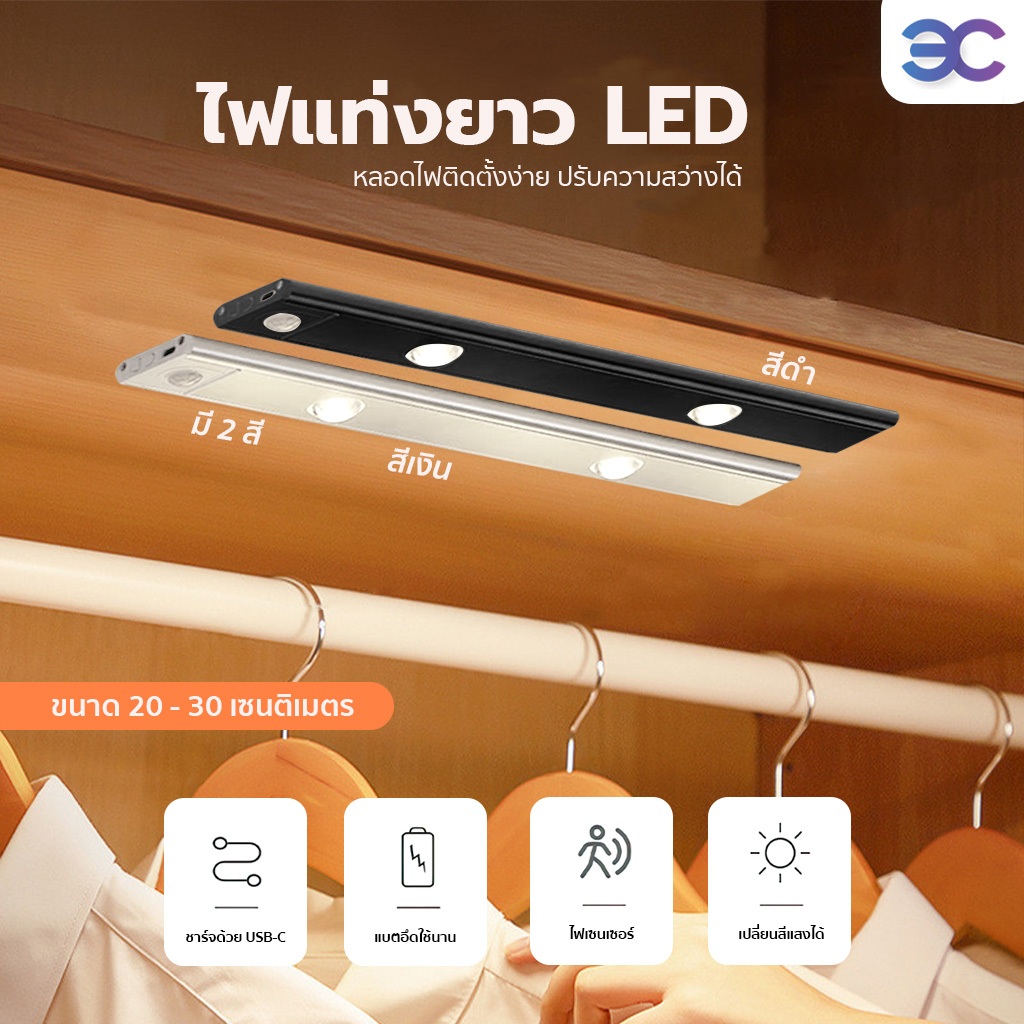 Buddytech ไฟเซนเซอร์อัตโนมัติ LED หรี่แสงได้ 3สี ไฟเซ็นเซอร์ ไฟติดผนังไร้สายAutomatic LED night light มีสองขนาด สองสี