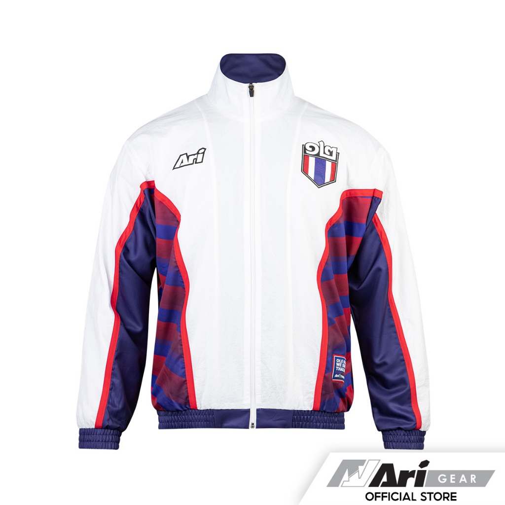 ARI THAILAND 12 OLE OLE OH JACKET - WHITE/BLUE/RED เสื้อแจ็คเก็ต อาริ ARI THAILAND 12 สีขาว