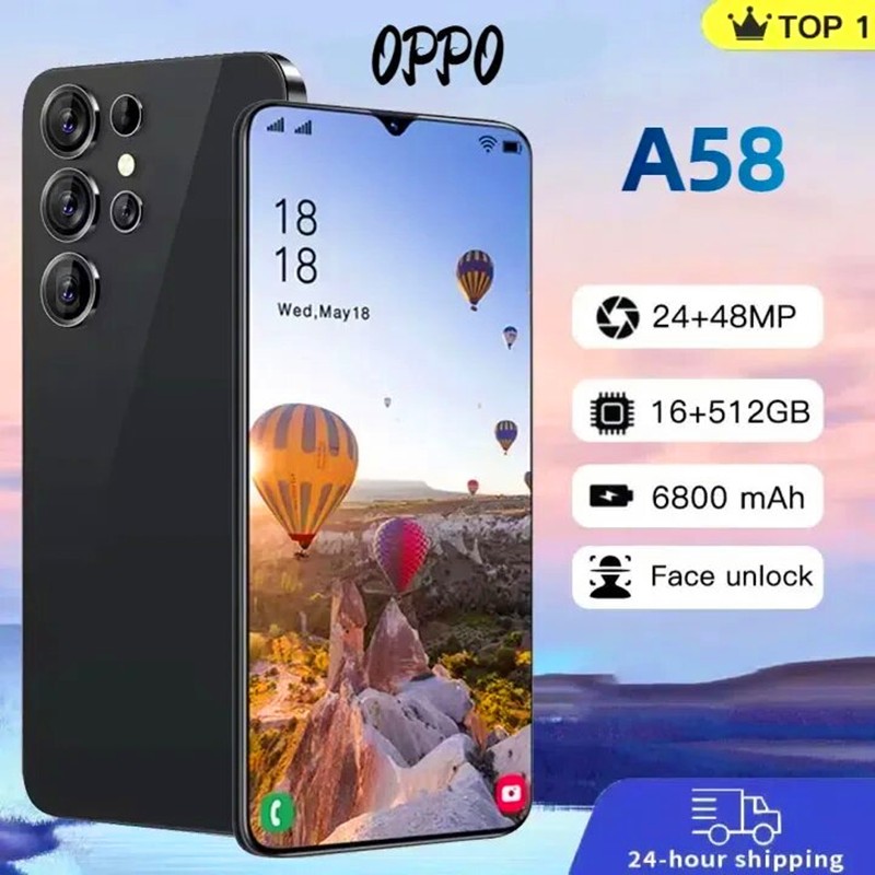 0PP0 A58 5Gสมาร์ทโฟนยอดนิยมหน้าจอ6.7นิ้ว (RAM 12GB + ROM 512GB) แบตเตอรี่6800 MAhความจุขนาดใหญ่วิดีโ