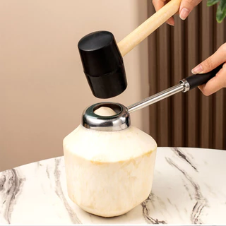 Alechaung ที่เปิดมะพร้าว Coconut opener ที่เจาะมะพร้าว สแตนเลสพร้อมค้อนทุบ ที่ขูดมะพร้าว อุปกรณ์เจาะมะพร้าว