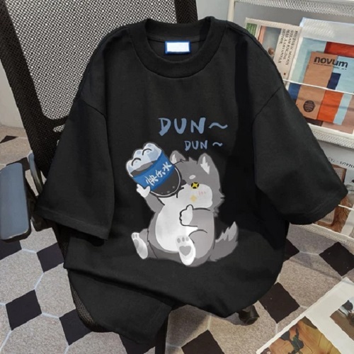 Top.street เสื้อยืด การ์ตูนน่ารักลวดลายสัตว์เลี้ยง เสื้อน่ารัก ใส่สบาย การเคลื่อนไหว เสื้อ คอกลม ขาว