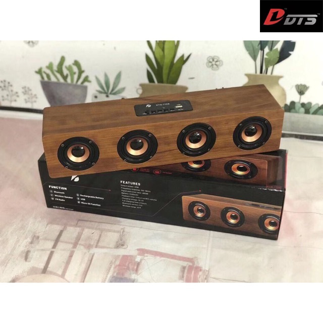 ลำโพงบลูทูธ KTS1108 เสียงทุ้มหนักแน่น ลำโพงลายไม้4ดอก