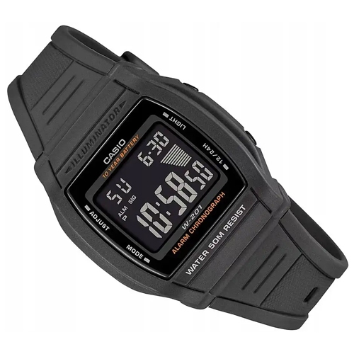 CASIO นาฬิกาข้อมือ สายเรซิ่น รุ่น W-201,W-201-1B,W-201-1BVDF
