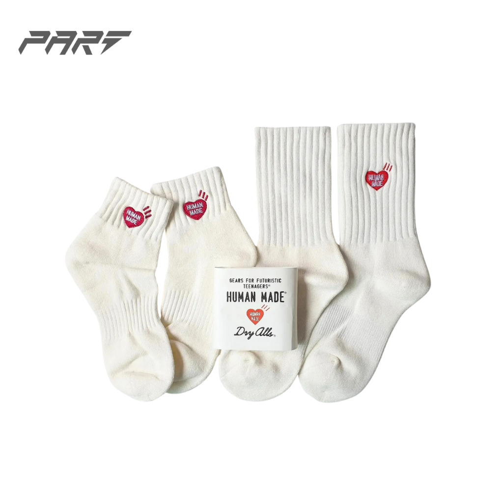 ถุงเท้า huma made ข้อสั้นและยาวหัวใจ สีแดง  สีขาวดำ สินค้าพร้อมส่งในไทย **ใหม่**