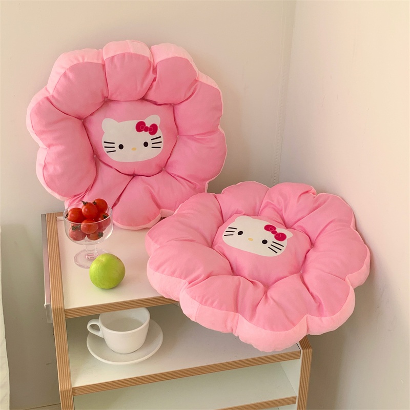 เบาะรองนั่งเก้าอี้ แบบนิ่ม ลาย Hello Kitty สีชมพู สําหรับหอพักนักเรียน