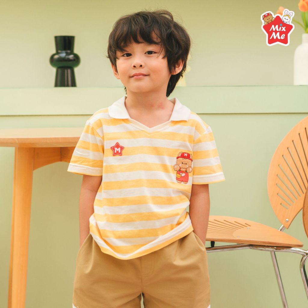 Mix Me เสื้อโปโล แขนสั้น ลายหมี ผ้า 100%Cotton เด็กชาย อายุ 1-7 ปี เสื้อผ้าเด็ก รุ่น 400341