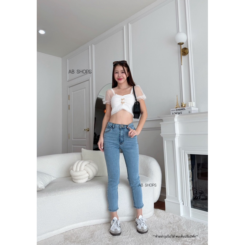 💯ยีนส์สาวอวบทรงบอยผ้ายืดมีไซS-40แบรนpunnyผ้ายืดตามตัวพลางหุ่นในตัวจ้า