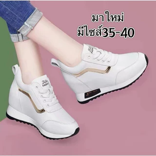 shopfashiop รองเท้าผ้าใบผู้หญิง เสริมส้น รองเท้าแฟชั่น ส้นหนา น้ำหนักเบา ใส่ไปเที่ยวเก๋ๆ A677
