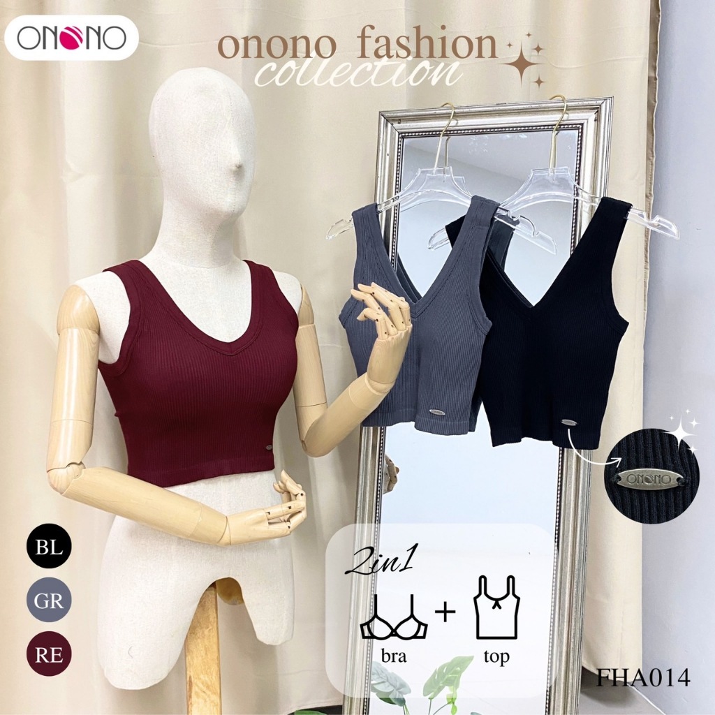 ONONO เสื้อแขนกุดคอวี เสริมฟองน้ำ รุ่น FHA014
