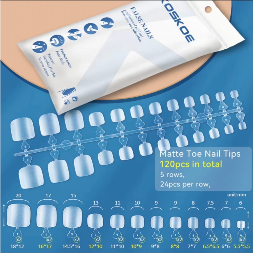 PVC เล็บเท้า เล็บปลอมต่อเล็บเท้า วัสดุ soft gel ไม่เเตกหักง่าย ทรงสวย