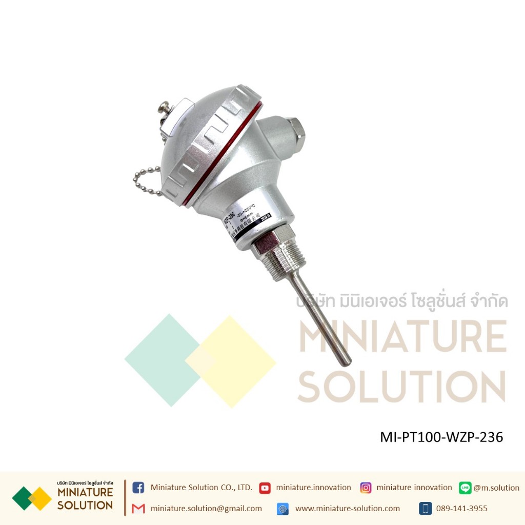 เซนเซอร์ วัดอุณหภูมิ WZP-236 RTD Temperature Sensors PT100 RTD Sensor, 6mm Dia, 50mm Long, 3 Wire, -
