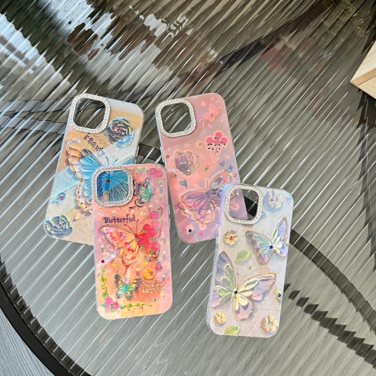 AD312New case หินอ่อนลายผีเสื้อ งานกันกระแทกได้ดี (ขอบกล้องเพชร) มีให้เลือก4แบบ พร้อมส่้งส่งจากไทย