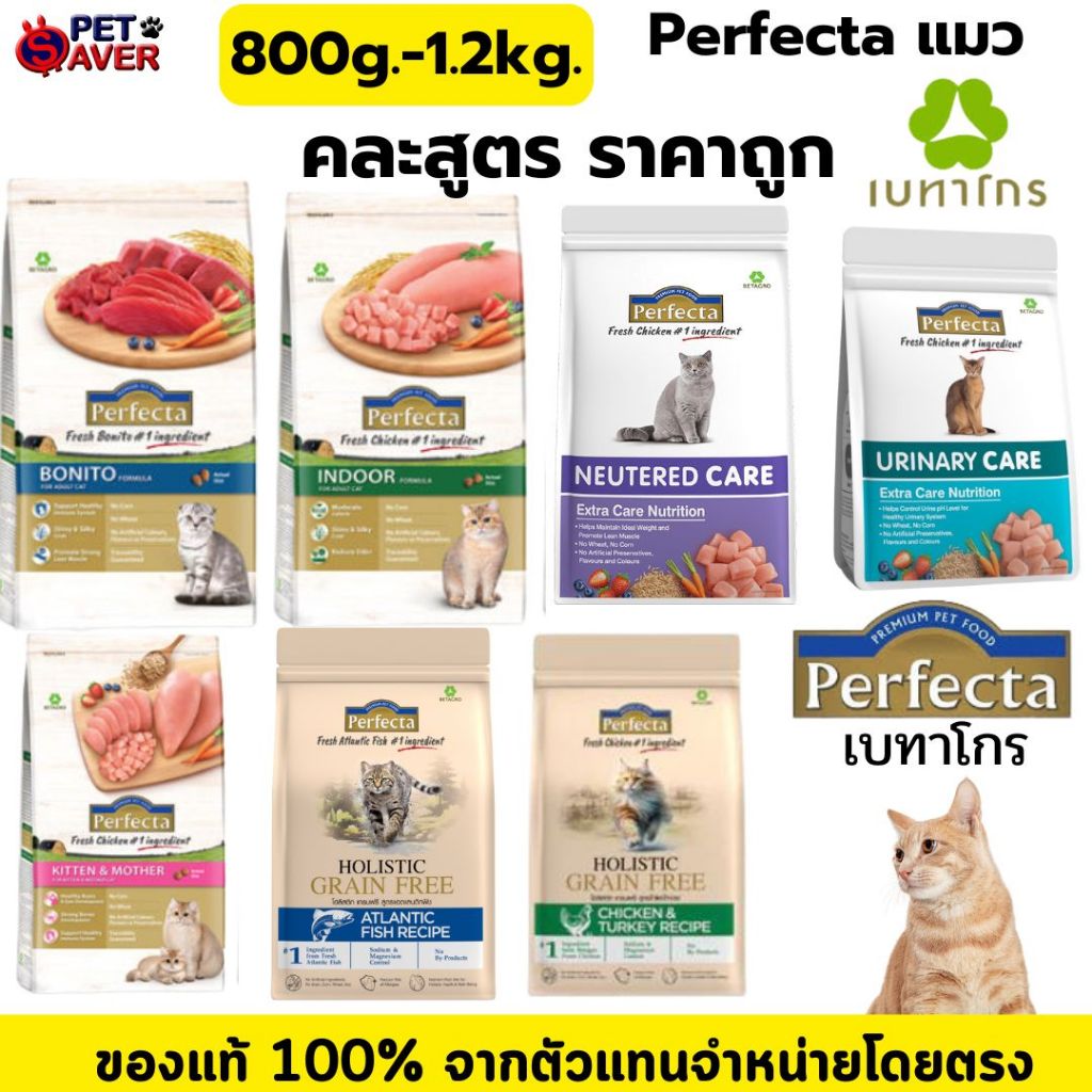 Perfecta Cat 1.2kg / 1kg. เพอร์เฟคต้า อาหารแมว พรีเมี่ยม ครบสูตร Holistic Salmon Kitten Indoor