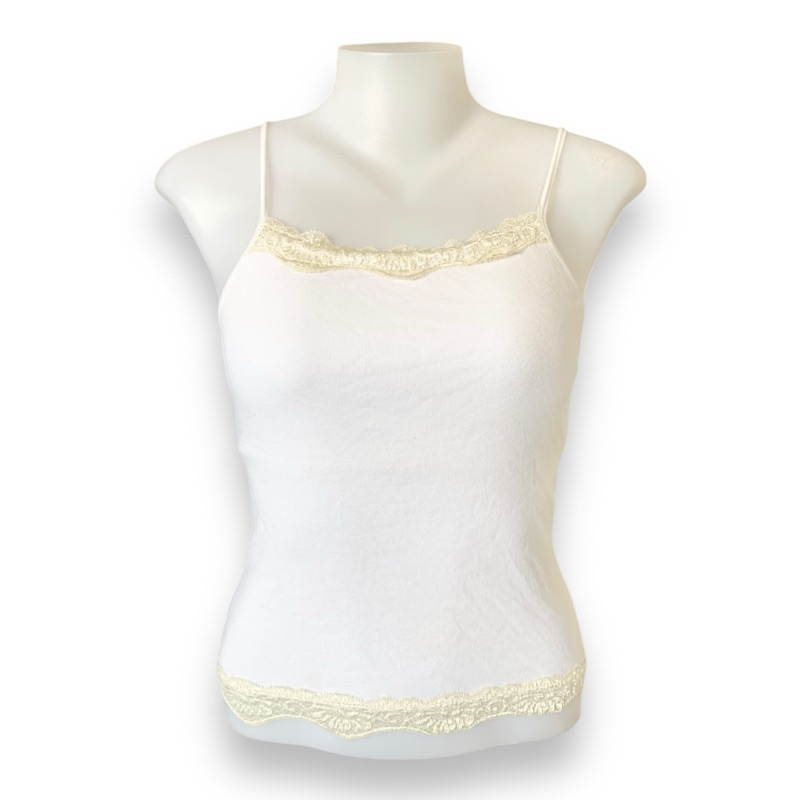 Limited Too ( SA123 ) เสื้อสายเดี่ยว  ผู้หญิง สีขาว ขอบลูกไม้ เซลตำหนิ!!