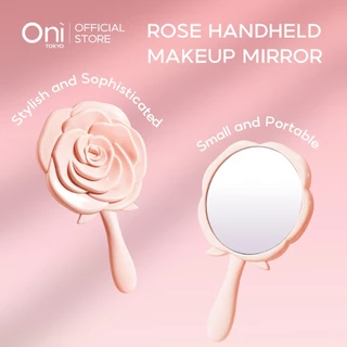 Oni Handheld Vintage Embossed Rose Makeup Mirror กระจกเครื่องสำอาง แบบพกพาขนาดเล ็ กรอบมือกระจกเครื ่ องสําอางด ้