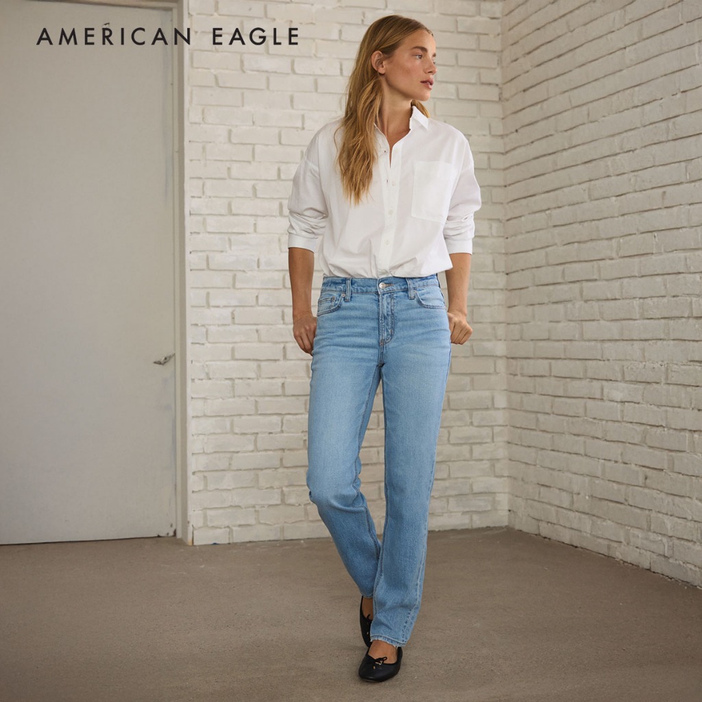 American Eagle Stretch Super High-Waisted Straight Jean กางเกง ยีนส์ ผู้หญิง สเตรท เอวสูง (WSV 043-5141-953)