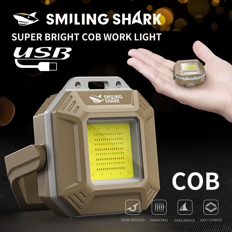 SmilingShark TIP067 ไฟฉาย led ไฟฉายแม่เหล็ก COB แสงสีขาว/เหลือง/แดง ขนาดเล็ก ชาร์จได้ Type-C 14 โหมด กันน้ํา สําหรับตั้ง
