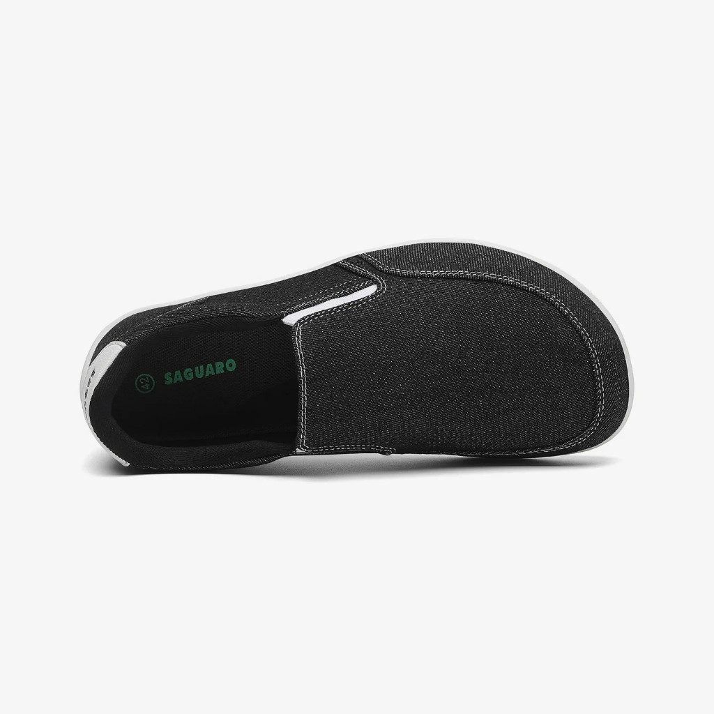 รองเท้า barefoot Saguaro หน้ากว้าง slip-on แบบลำลอง สไตล์มินิมอล Relax V สีดำ