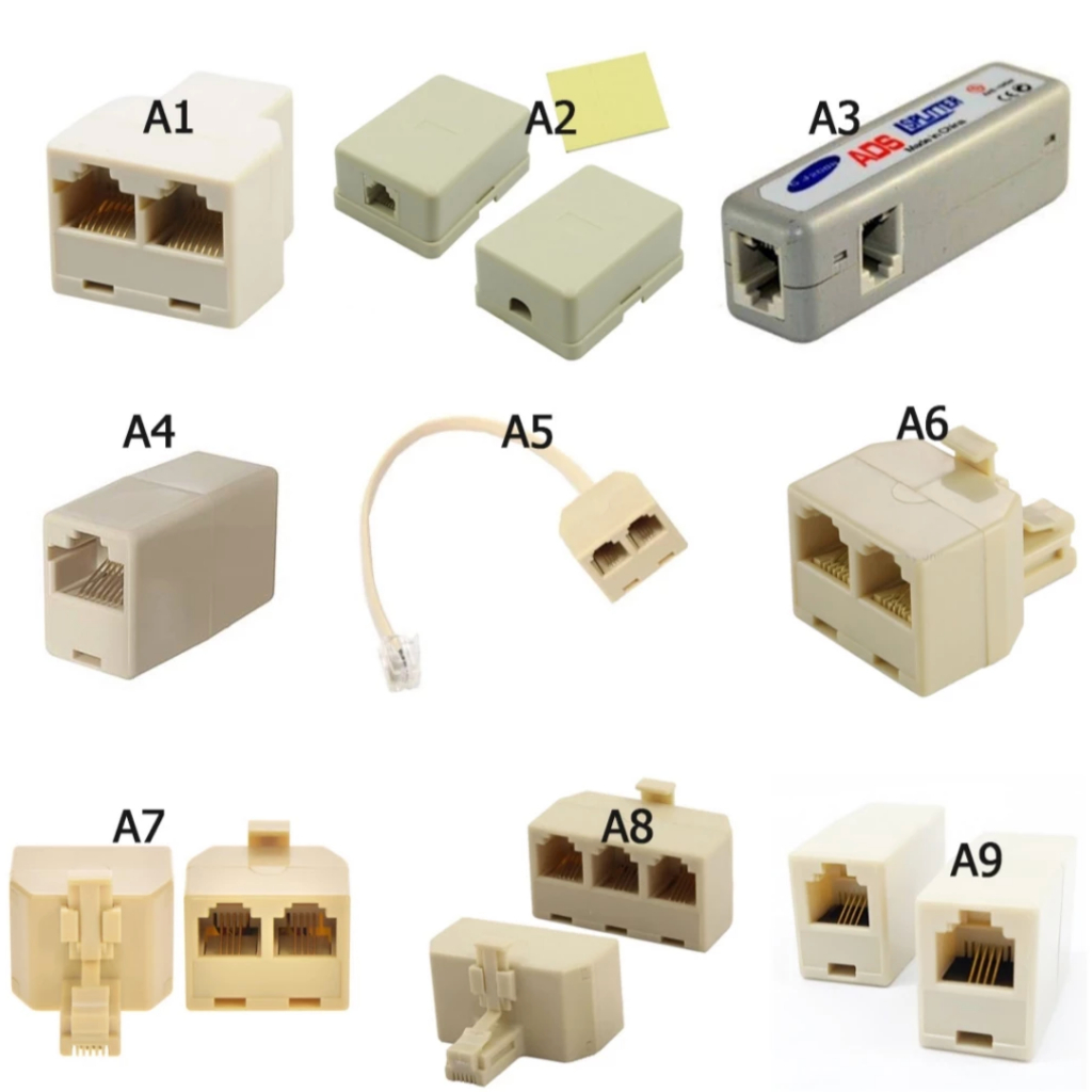 แยกสัญญาณ Adsl Splitter RJ45 RJ11 หัวต่อแลน หัวต่อโทรศัพท์ เต้ารับ สายต่อแยกสายแลน 1/1 1/2 1/3 (ราคา