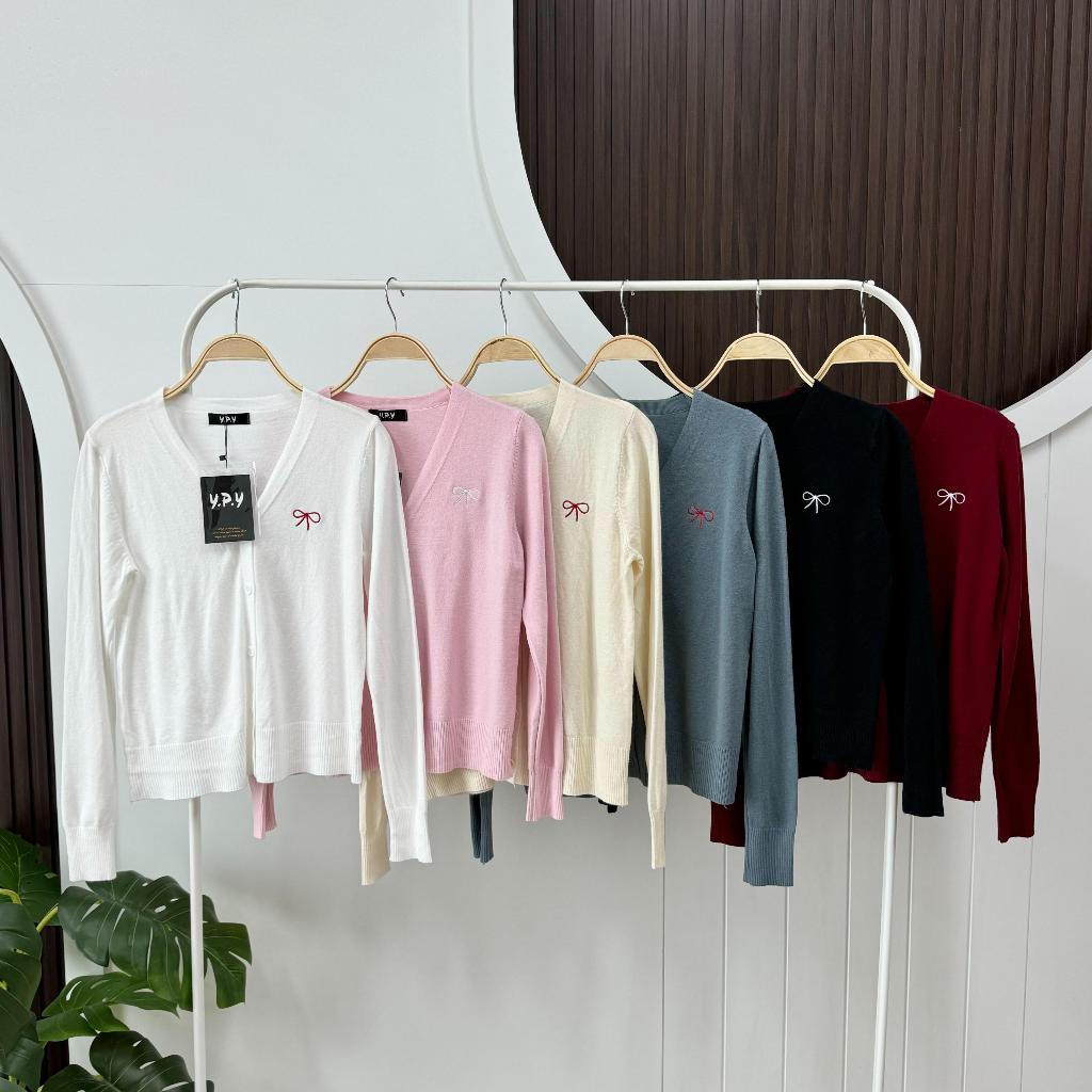 KNOT CARDIGAN เสื้อคลุมคาร์ดิแกนแขนยาว ผ้าไหมพรมเนื้อนุ่มนิ่มใส่สบาย งานป้าย Y.P.Y