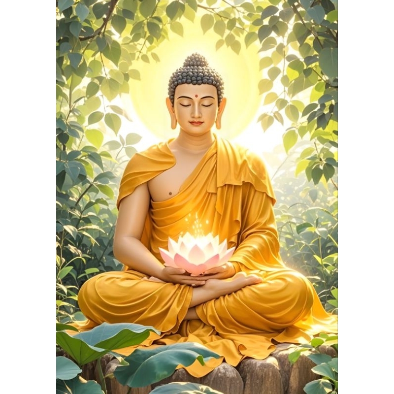 รูปโปสเตอร์ พระพุทธเจ้า ไม่มีกรอบ ติดผนัง ภาพมงคล เสริมฮวงจุ้ย ตกแต่งบ้าน ขนาด A3