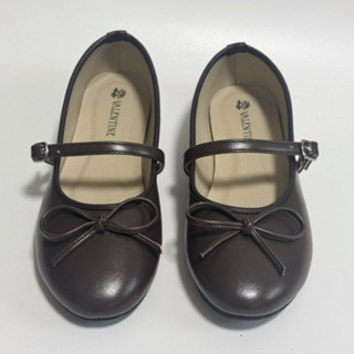 Mary jane มีโบว์ ส้นแบน สีน้ำตาลเข้ม ไซส์ 33-48