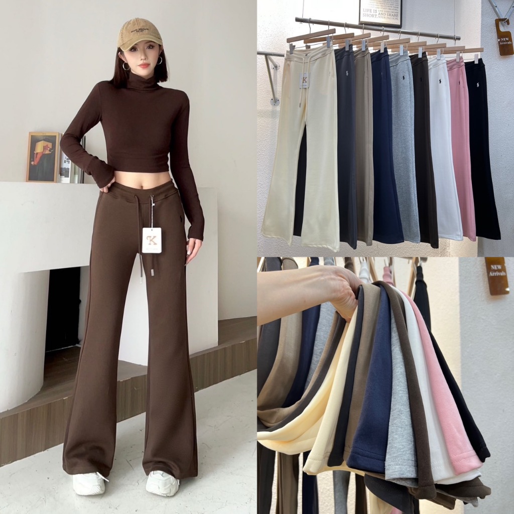 Lady_Jeans#1060(K) กางเกงยาวขาม้า ผ้าวอร์ม งานปัก ผู้หญิง 9 สี