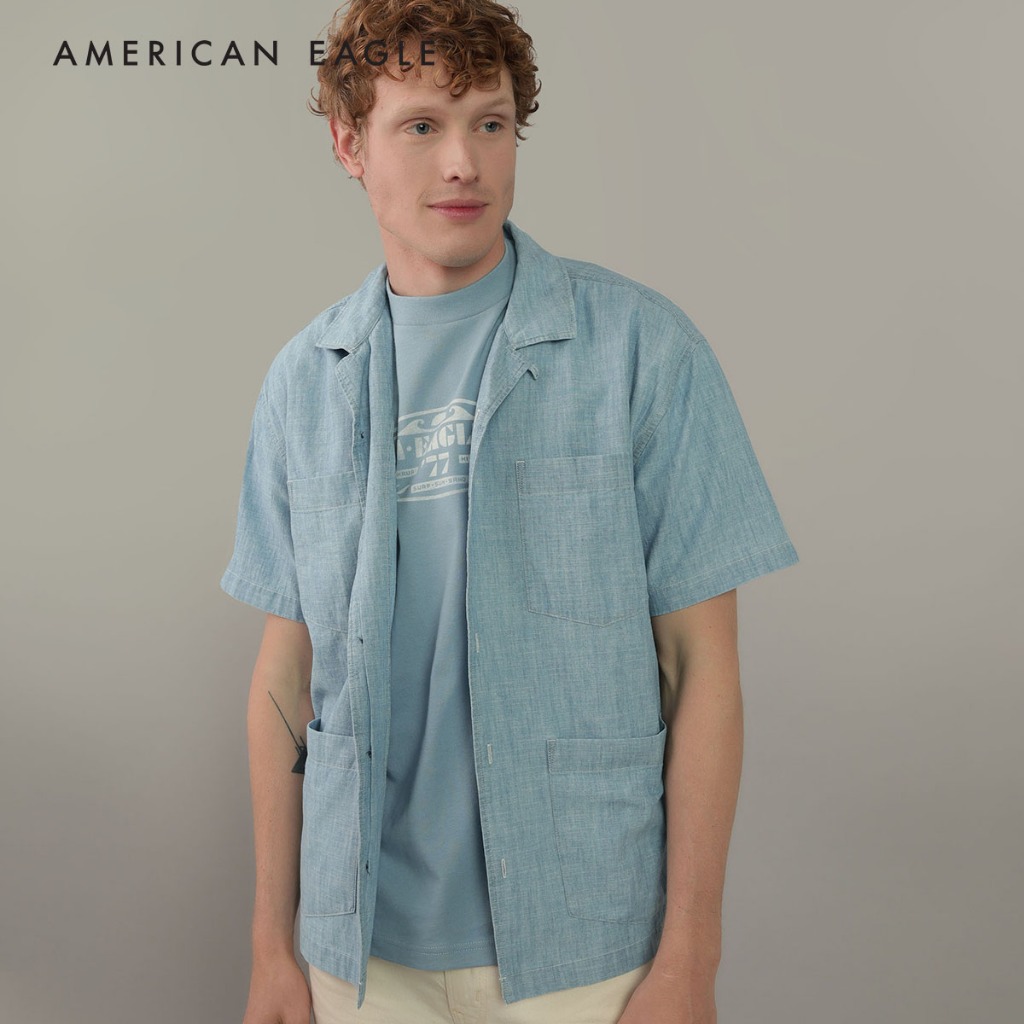 American Eagle Button-Up Poolside Shirt เสื้อเชิ้ต ผู้ชาย (EMSH 015-6250-437)