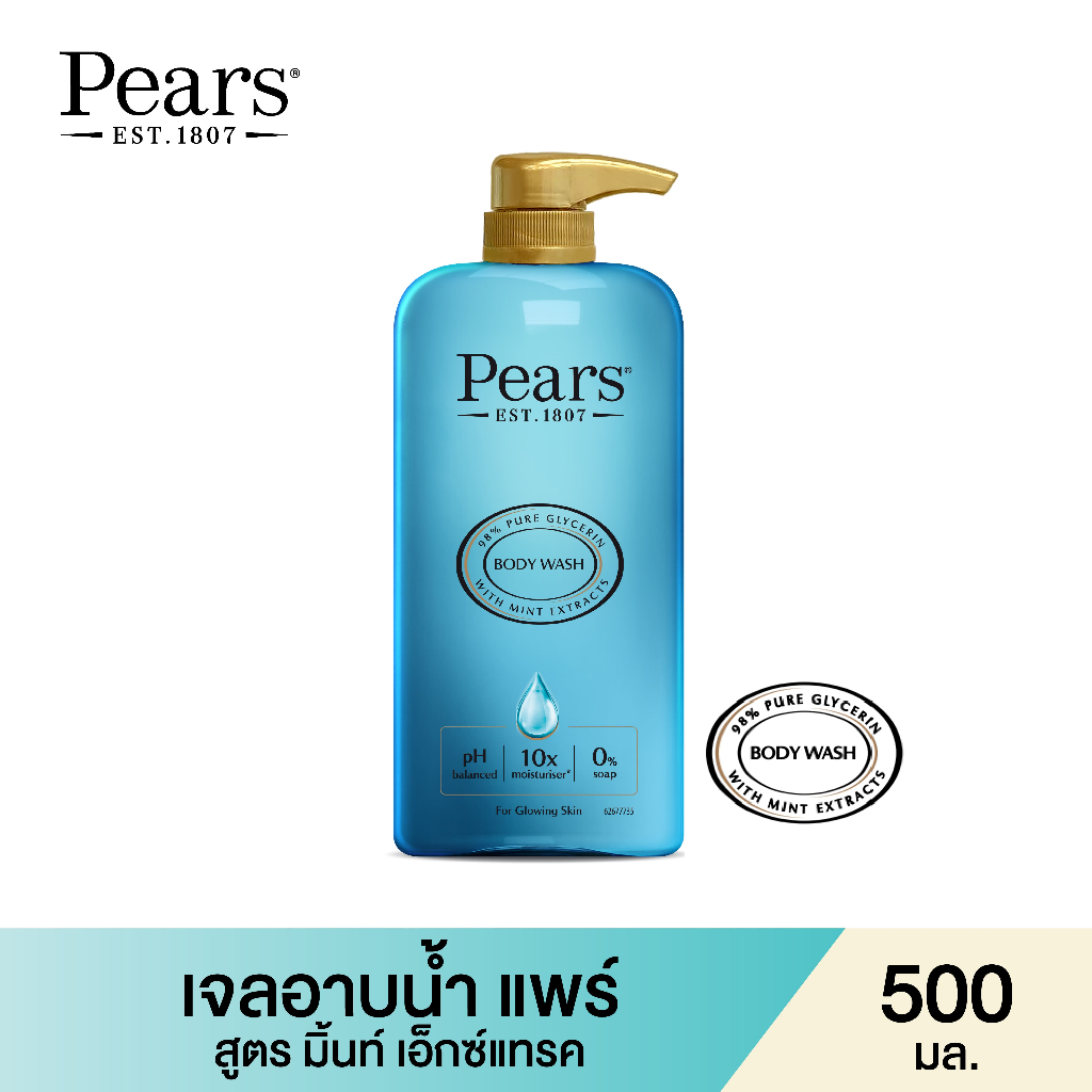 Pears แพร์ เจลอาบน้ำ Body Wash สูตร มิ้นท์ เอ็กซ์แทรค 500มล (สบู่เหลวอาบน้ำ ครีมอาบน้ำ)