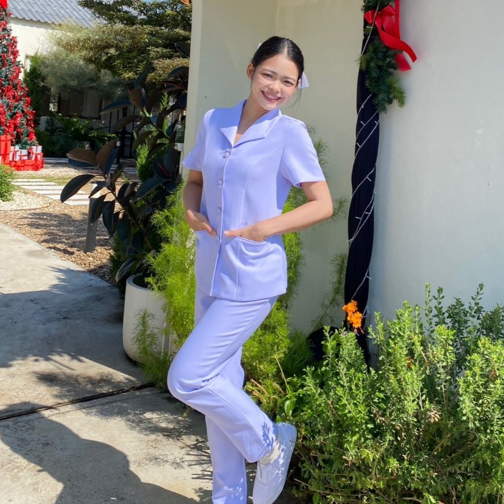 เสื้อพยาบาลปกปีกนก สีขาวโอโม่ Alldays uniform