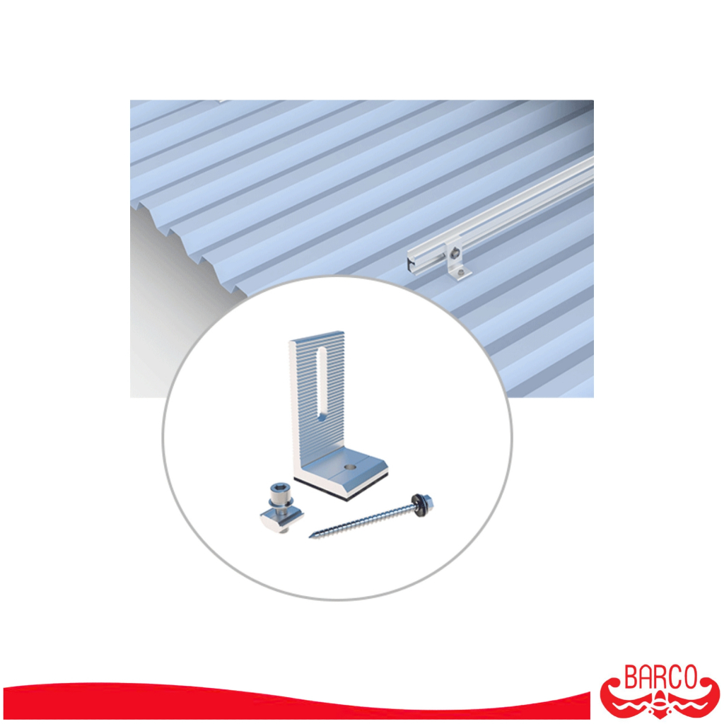 BARCO L feet ขายึดแผงโซล่าร์เซลล์ กับหลังคาเมทัลชีท สีชุบขาว
