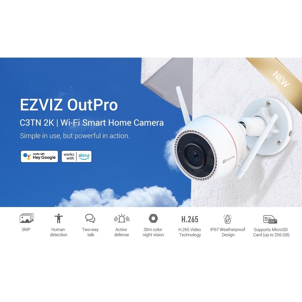 Ezviz รวมรุ่น (C3TN , H3C Color 2MP/2K+ , C3TN OutPro , H3) กล้องเลนส์ฟิกส์ สำหรับใช้งานภายนอก