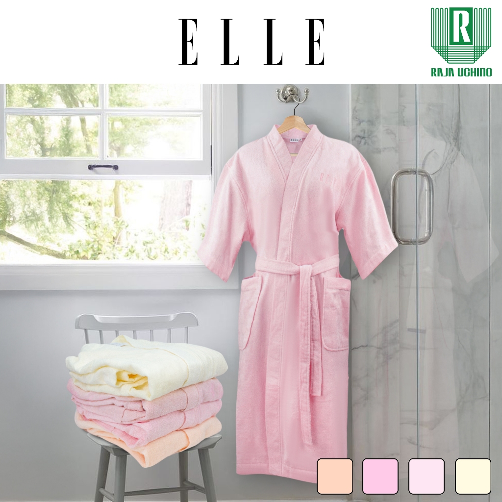 ELLE  ชุดคลุมอาบน้ำ ROBE  ขนาด Free Size ผ้าฝ้ายธรรมชาติ 100% เนื้อขนหนู (TEB047F1)