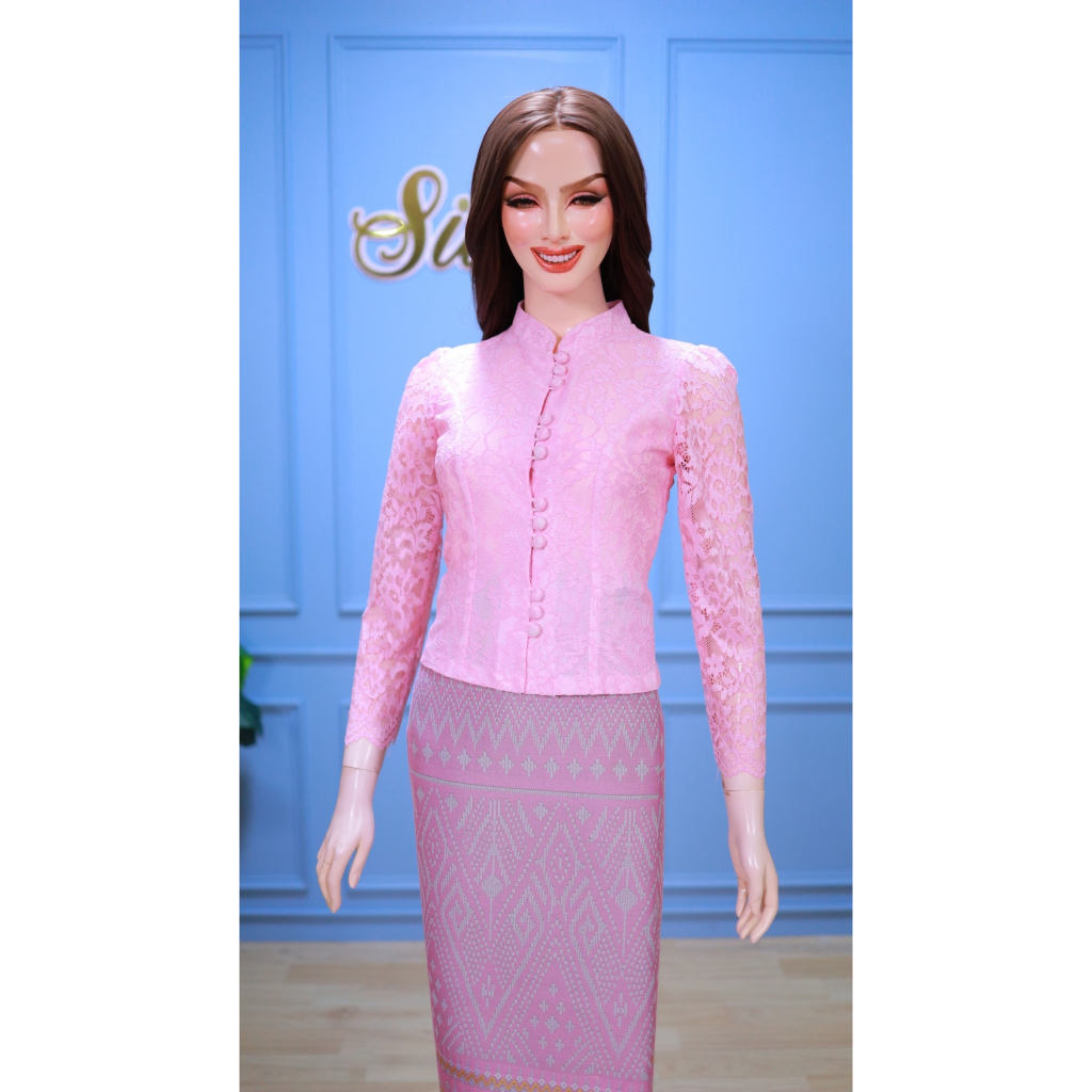 เสื้อลูกไม้อิตาลีคอจีนกระดุมหน้าดาริน (อ20)