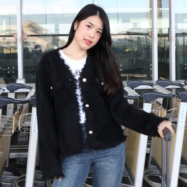 Pradap_brand:คาดิแกนกระดุมมุกดอกไม้