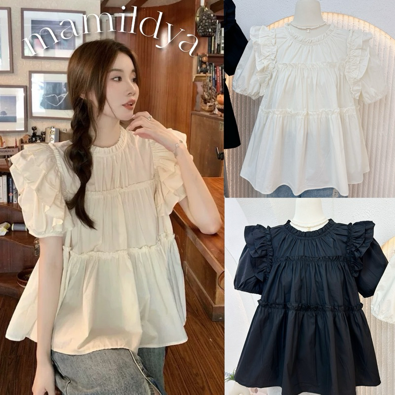 พร้อมส่ง เสื้อสไตล์เกาหลี สวยมากก ทรงปล่อยๆ ผ้าคอตตอ/ N1-6/PKN-บาย