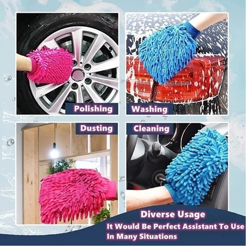 HEXMA  ถุงมือล้างรถไมโครไฟเบอร์ตัวหนอน เช็ดรถ ถุงมือล้างจาน car wash gloves - รูปที่ 4