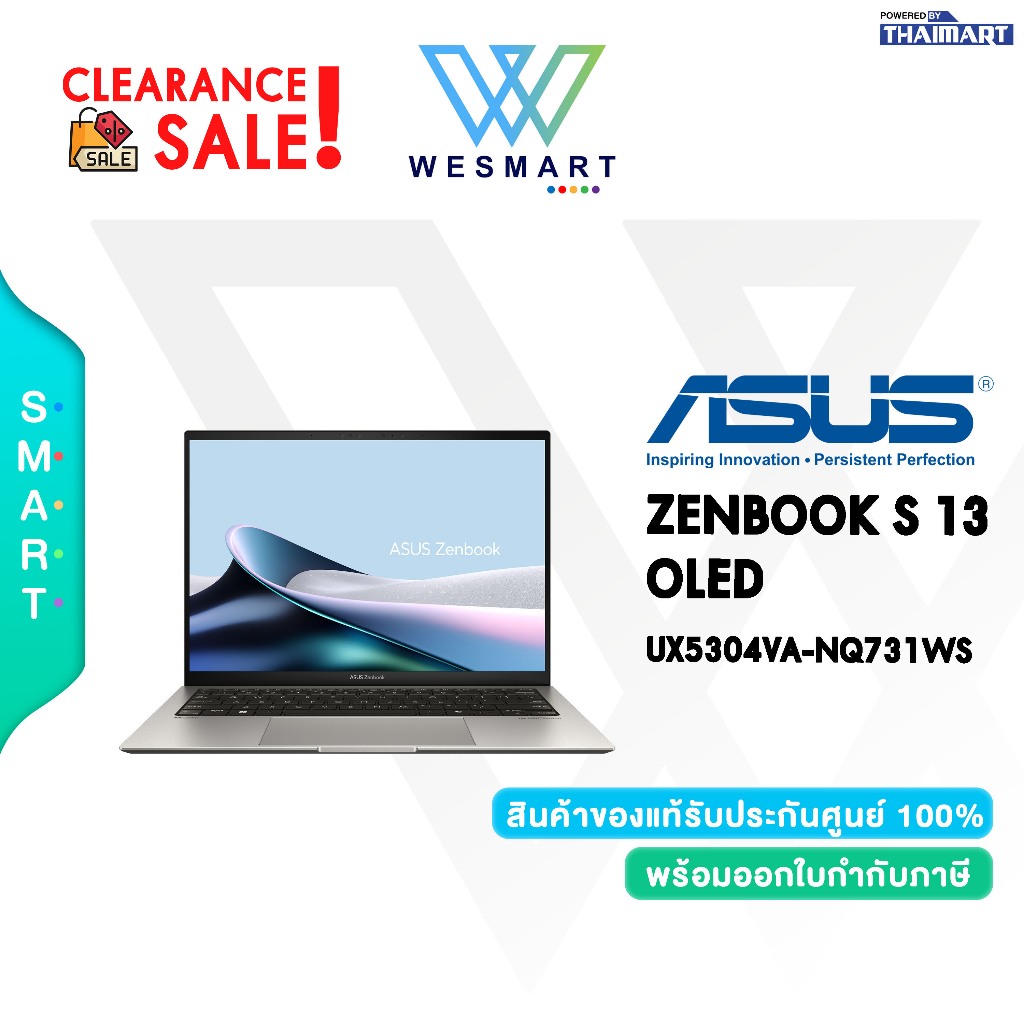 (Clearance0%) ASUS NOTEBOOK ZENBOOK S 13 OLED UX5304VA-NQ731WS : ตัวโชว์ Demo / 3Year Onsite/1Year P