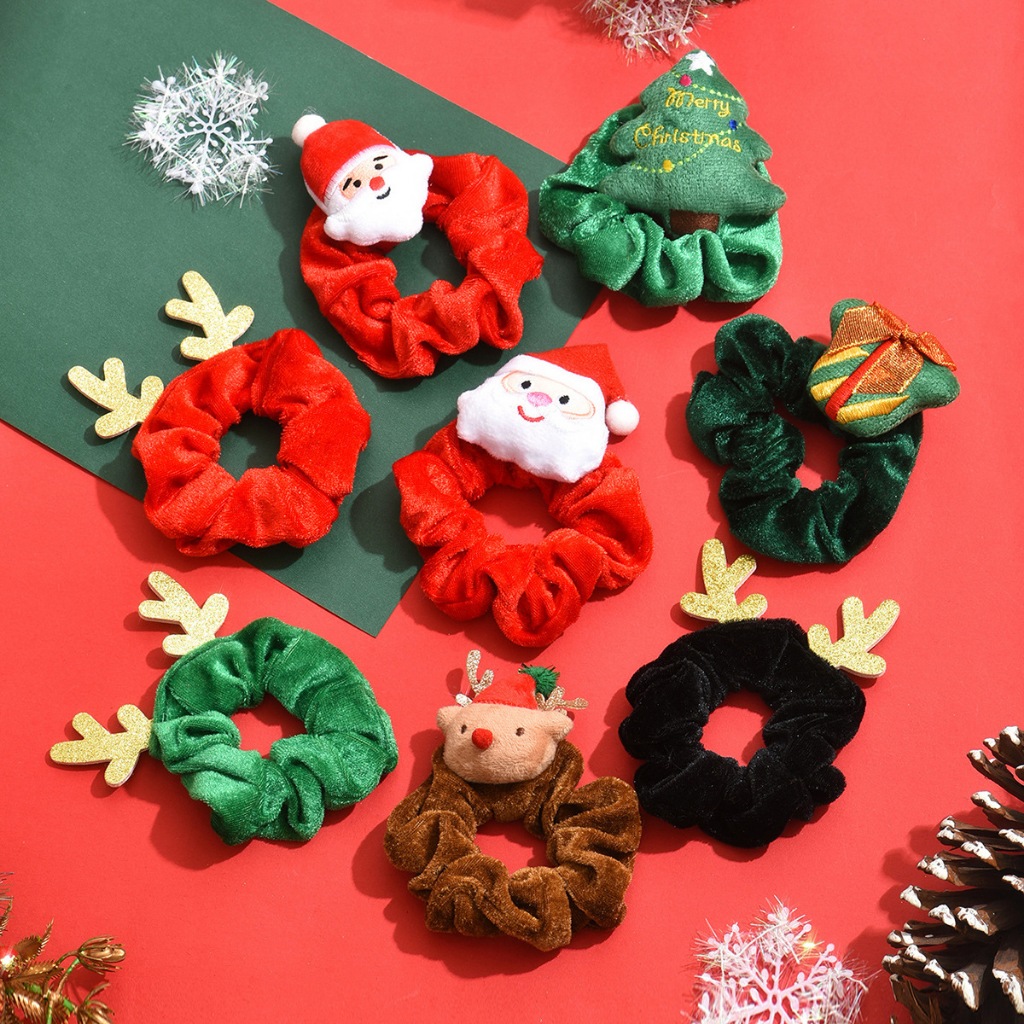 พร้อมส่ง ยางรัดผมคริสต์มาส ยางมัดผมซานต้า Christmas CM1-CM8