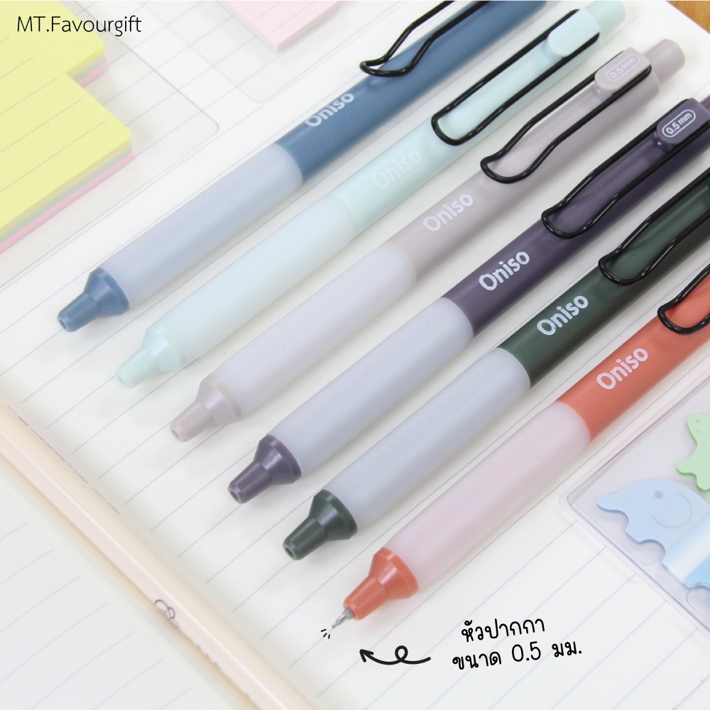Oniso ปากกาเจล 9133 Solve / 9134 Crystal หมึกน้ำเงิน ขนาด 0.5 / 0.38 มม. หมึกแห้งเร็วปากกามือซ้ายสีเ