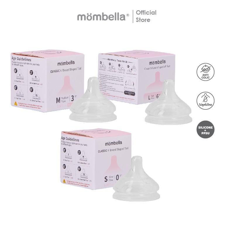 Mombella จุกนมสำรองขวดนม  Classic   พร้อมจุกนมป้องกันโคลิก เหมาะสำหรับทารก