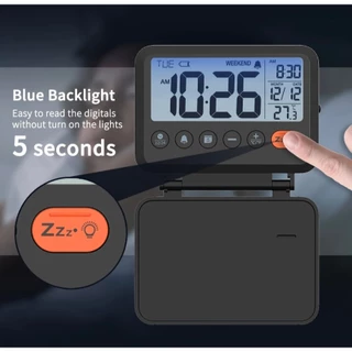 6201นาฬิกาปลุกขนาดเล็กอิเล็กทรอนิกส์ LCD Digital Travel นาฬิกาปลุกเครื่องวัดอุณหภูมิ Snooze ปฏิทิน 12/24H นาฬิกาตั้งโต๊ะ