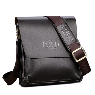 กระเป๋าสะพายข้างผู้ชาย POLO หนังพรีเมียม ทรงวินเทจ กันน้ำ กันรอยขีดข่วน (PLกล่อง)