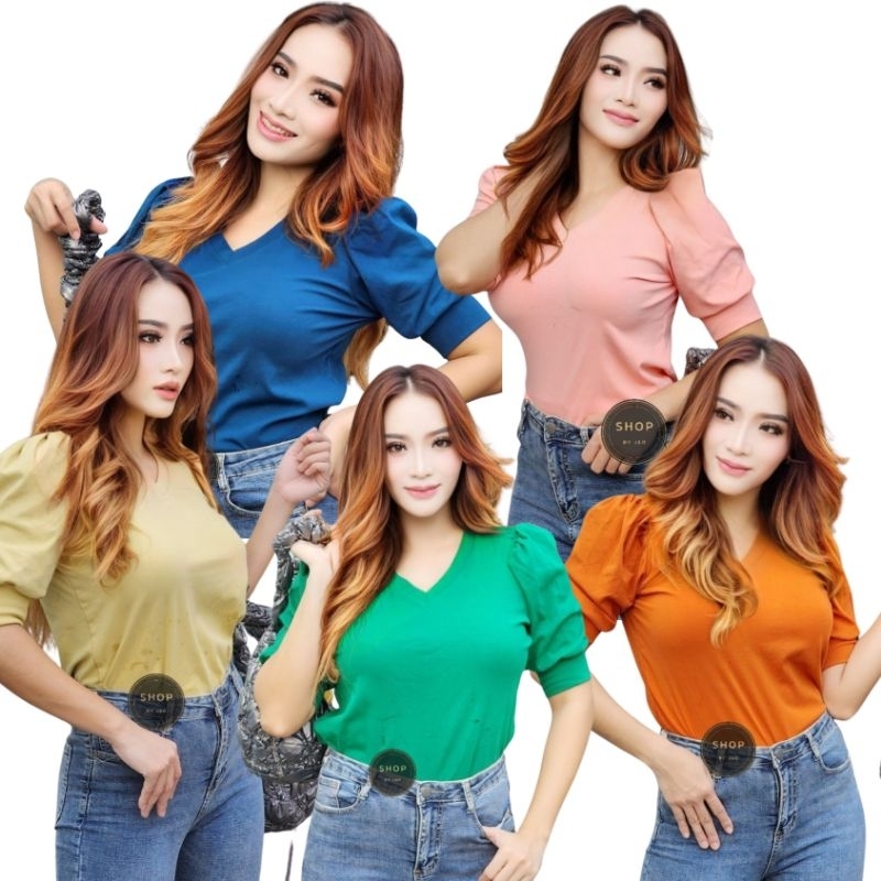 สินค้าโรงงานไทย เสื้อแขนตุ๊กตา ฟรีไซส์ ผ้าคอตตอนเด้งเกาหลี เกรดA หนานุ่มใส่สบาย Lady ผู้หญิง