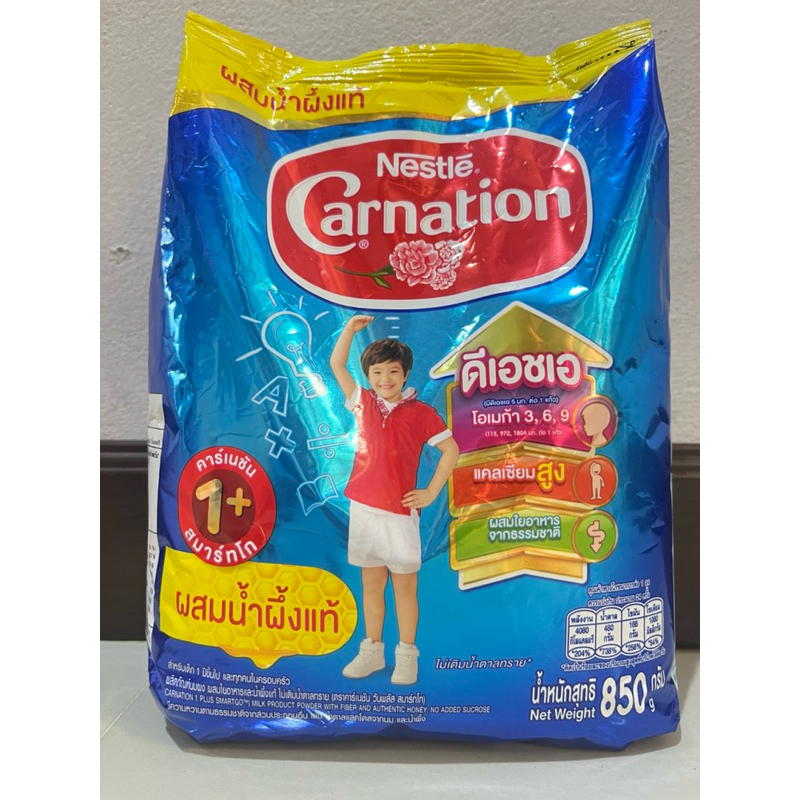 นมผงคาร์เนชั่น 1+ รสน้ำผึ้ง canation 1+ ขนาด 850g 1 ถุง