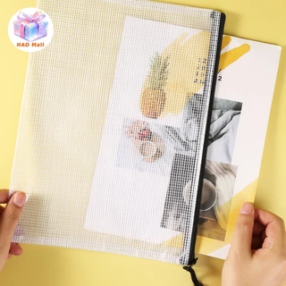 กระเป๋าใส่เอกสารซิป แฟ้มซองซิปใส่เอกสารกันน้ำpvc A3/A4/A5/A6/B4/B5 แฟ้มตะข่าย แบบตะข่าย ใส่ของ อุปกรณ์เครื่องเขียน